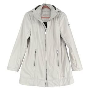 ANDREW MARC Light Gray Hooded Full Zip Zippered Pockets Modern Jacket‎ Small